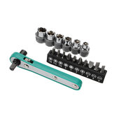 1/4-Zoll-Ratschenschlüssel mit Schraubendreher und 10 Stück Schraubendreherbits / 6 Stück Stecknüsse