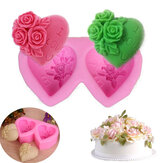 Форма для выпечки и формования роз в форме сердца из силикона, для изготовления тортов, фонданов, шоколада и мыла своими руками.