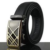 125-130CM Fashion Mens Business Genuine Leather Belt Casual Durable Automatic Buckle Belt