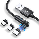 TOPK AM68 3 en 1 Cable de datos Codo LED Indicador Carga rápida Línea de rotación magnética USB para iPhone XS 11Pro MI10 Note 9S