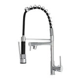 Kitchen Chrome Brass Spring Sink Faucet Single Handle Pull Down Sprayer Spout Mixer Tap