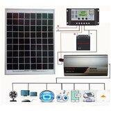 Kit de système solaire DIY 12V/24V Contrôleur de charge solaire LCD Panneau solaire de 18V 20W Onduleur solaire de 800W Kit de production d'énergie solaire
