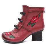 Vintage Embroidered Zipper Ankle Short Boots