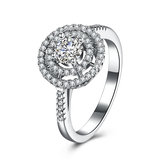 INALIS 925 Sterling Silber Braut Hochzeit Ring Runde Form Gem Micro Inlay Damen Jubiläum Geschenk 
