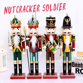 30cm Houten Notenkrakerpop Soldaat Vintage Handwerk Decoratie Kerstcadeaus