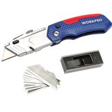 WORKPRO W011017N Folding Utility Kni-fe Safety Box Cutter with 13pcs Blades Included Multi Tools