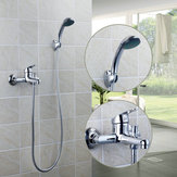 مجموعة صنبور حوض الاستحمام المعلق على الحائط من Chrome مع طقم الخلاط مع رذاذ اليد