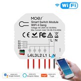 Tuya Smart Life 4-gang WiFi Smart Light Switch 1/2-sposób Bezprzewodowy moduł przełącznika czasomierza App Remote Włączaj-Wyłącz urządzenie Działa z Alexandrą Google Home