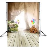 5x7FT Kinderbär-Ballon-Holzbodenfotografie-Studiohintergrund