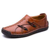 Men Comfortable Genuine Leather Soft Sole Hand Stitching Oxfords Shoes