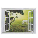 3D Grasland Witte Paard Landschap Valse Raam PVC Sticker Muursticker Muarl Thuis Kamer Decor