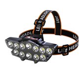 BIKIGHT 12*P90 lanterna de cabeça LED recarregável por USB, de longo alcance, com 4 modos de luz, à prova d'água, para camping e pesca de bicicleta