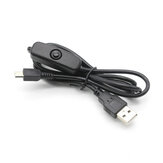 Cable de alimentación de alta corriente 5V 3A de 1m con micro USB y interruptor de botón, totalmente de cobre, para Raspberry Pi 4B