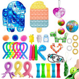 34/39/41/ pz Set Fidget Toys Sensoriali Forma di Gelato Pera Ananas Giocattoli Puzzle Educativi Anti-Stress Artefatto Decompressivo Fidget Bubble Toys Set per Bambini Adulti