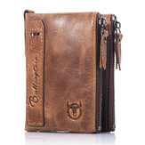 Bullcaptain® férfi cipzáras minimál pénztárca valódi bőr rövid pénztárca vintage érme táska