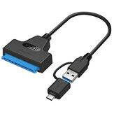 USB3.0 USB C to SATA III Cable External Hard Drive Converter SATA 22Pin 2 in 1 SSD HDD Adapter support UASP for 2.5'' HDD SSD