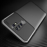 Bakeey for Xiaomi Redmi 9 Case Luxury Carbon Fiber Pattern Shockproof Silicone Protective Case Back Cover with Lens Protector Non-original