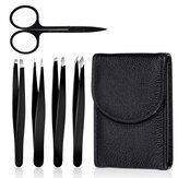 Hizek 5Pcs Eyebrow Tweezers Scissors Set Bear Trimmer for Professionals Stainless Steel for Ingrown Facial Hair Removal Tool