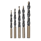 Drillpro 5Pcs Cobalt Drill HSS-Co Twist Step Drill Bits for Manual Pocket Hole Jig Master Woodworking Metal Stainless Steel Drilling