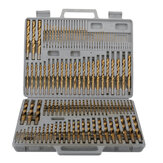 Set de 115 brocas de titanio Drillpro 1/16-1/2 pulgada Vástago redondo Brocas helicoidales para perforar rápidamente madera y metal