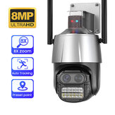 Ασύρματη Binoocular Κάμερα Ασφαλείας IP 4MP + 4MP Διπλού-φακού 8MP Ζουμ 8X, Αυτόματη Ανίχνευση Κυρίων, Έγχρωμο Νυχτερινής Όρασης IR, Δικτυακή παρακολούθηση μέσω εφαρμογής, Δυνατότητα διπλής καταγραφής ήχου