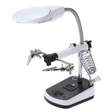 90mm Diameter Magnifier With LED Light Magnifier Soldering Helping Hand  Alligator Clip Stand