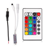 24 Tasten Funk-Infrarot-Fernbedienung mit DC-Male-Stecker für RGB-LED-Streifenlicht DC12V