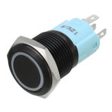 Interruptor momentâneo metálico à prova d'água com botão de pressão de LED de 12V 5 pinos e 16 mm