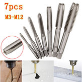 7pcs م 3 to M12 Metric HSS Right Hand Thread Tap Set Metric Plug Tap Drill Bits