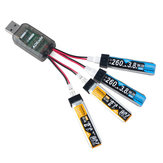 Carregador de bateria AOKoda CX405 4CH Micro USB para bateria 1S E010 Tiny Whoop Lipo LiHV