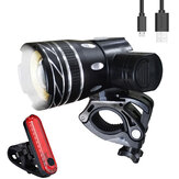 Krachtige BIKIGHT T6 150LM-fietslamp met 1200mAh-batterij, 3 modi en oplaadbaar via USB voor het voorframe van de fiets voor fietsen en kamperen met achterlicht
