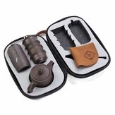 Portable Teapot Set Chinese Gongfu Ceremony Purple Clay Cups Caddy Carry Bag