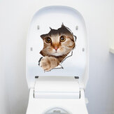 Honana BD-548 3D Broken Wall Cat Doggie Animal Wall Sticker Toliet Seat Sticker Bathroom Decoration Decal