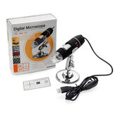 Microscópio digital USB com zoom de 1600X, endoscópio biológico de mão com 8 LED e suporte