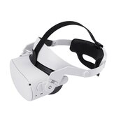 Suporte de cabeça acolchoado e ajustável para os óculos VR Oculus Quest 2 que não aplica pressão e aumenta a força de suporte para um ajuste uniforme e conforto ergonômico.
