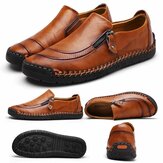 Fashion Men's Leather Casual Zipper Shoes Breathable Antiskid Loafers Moccasins