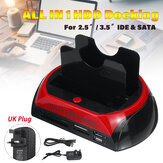 USB 2.0 HDD Docking Station 2 puertos Tarjeta de disco duro externo Lector de tarjetas SATA IDE