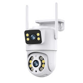 Hiseeu WS318 4K 6MP Wifi Überwachungskamera mit Doppelobjektiv, 4-fachem Digitalzoom, AI Human Detect IP66 Wasserdicht Drahtlose Außen PTZ IP-Kameras EU-Stecker