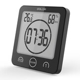 Relógio digital impermeável para chuveiro com sensor de temperatura e cronômetro regressivo na parede do banheiro