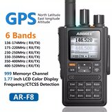 ABBREE AR-F8 GPS Radiotrasmittente ad alta potenza 6 marchi frequenza 136-520MHz rilevamento CTCSS DNS display LED