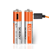 2PCS SORBO 1.5V 400mAh Batterie rechargeable AAA avec câble de charge 4 en 1