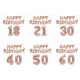 18/21/30/40/50/60. Rose Gold Mutlu Yıllar Folyo Balon Banner Kiti Parti Süsleri
