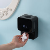 Dispensador de jabón Xiaowei X6 automático con sensor LED Temperatura digital, dispensador de espuma de gel con alcohol Montado en la pared para medir la temperatura corporal