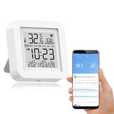 TuyaWIFI温度湿度スマートセンサークロックデジタルディスプレイリモートコントロール温度計サポートAlexaGoogleアシスタント