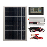 Kit di Sistema Solare Fai-da-te con Controller di Carica Solare LCD 12V/24V Pannello Solare 18V 20W Inverter Solare 1000W Kit di Generazione di Energia Solare