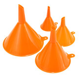 4pcs Sizes Orange Funnel Motorcycle Fuel Petrol Water Oil Tools Lab Home Kitchen 52/74/96/117mm