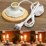 Industrial Vintage E27 Ceramics Wooden Lamp Base Socket for Desk Table Light