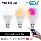 MoesHouse 9W E27 Lâmpada LED inteligente WiFi RGB C+W regulável Smart Life Tuya compatível com Alexa Google Home AC110V/220V