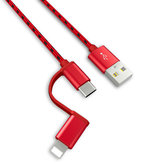Bakeey 2 em 1 Type-C Micro USB para cabo de dados de telefone de carregamento rápido para iPhone S8 X Xiaomi