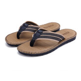 Men Leather Flip Flops Thick Bottom Sandals Comfortable Beach Durable Shoes Can Be Immersed In Seawater